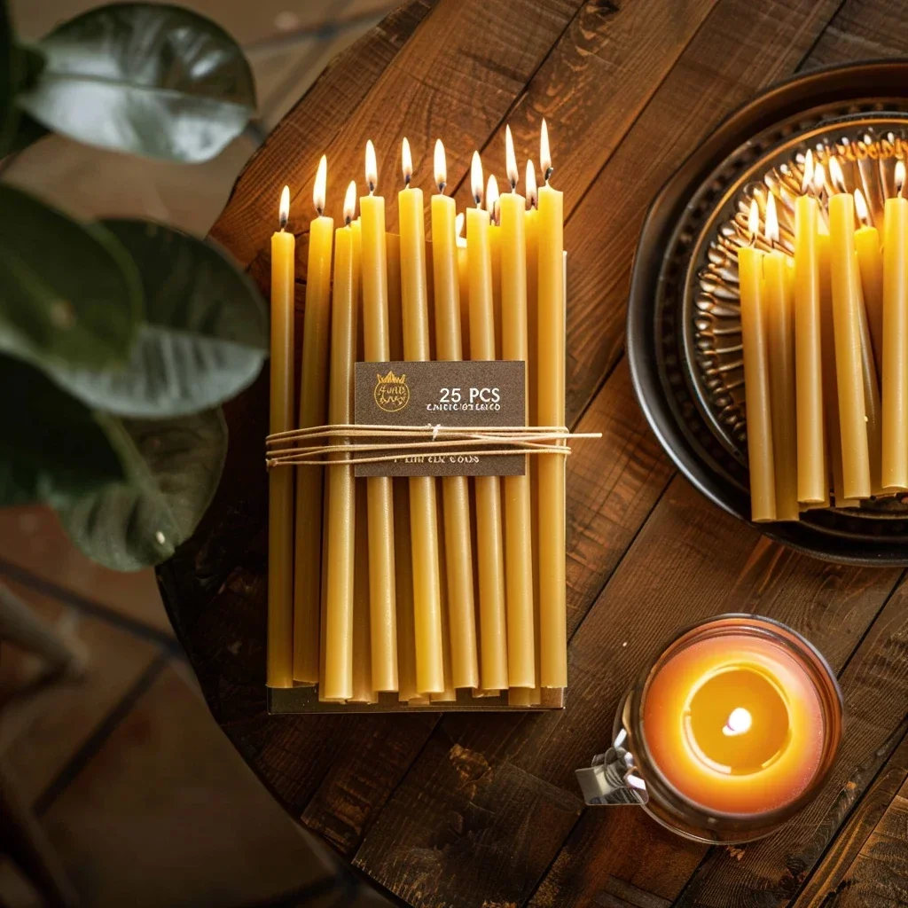 Beeswax Wrap Reusable - 25PCS/1PACK Hanukkah Candle Natural Beeswax Chanukah