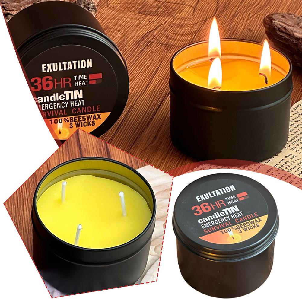 Beeswax Wrap Reusable - Emergency Candle 36 Hour 3 Wick