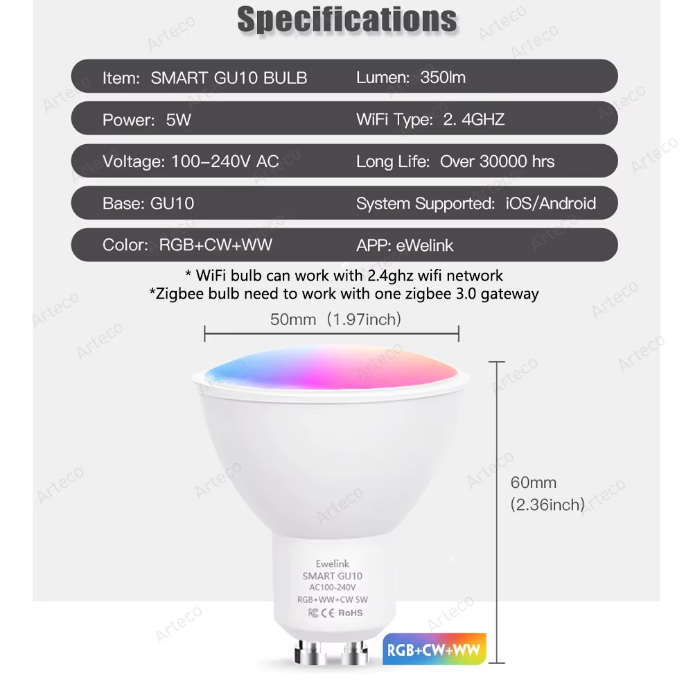 Ewelink GU10 Zigbee LED Bulbs  - Philips Bulb Hue 评论和价格