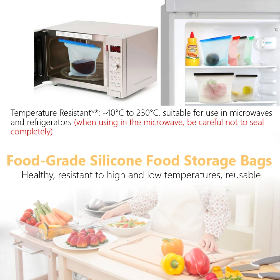 1000ml Reusable Silicone Food  - Reusable Produce Bag 评论和价格