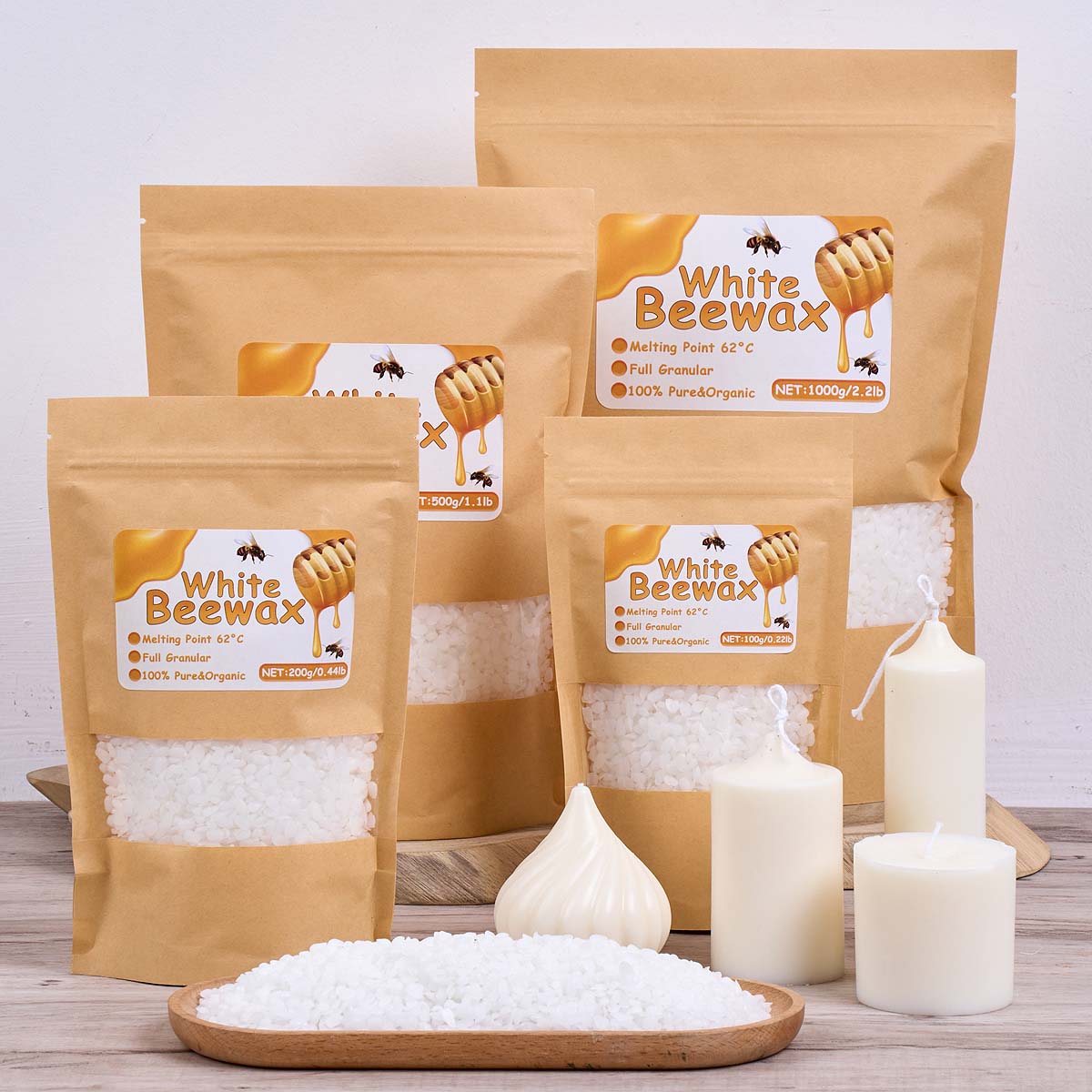 1000g White Beeswax DIY Candle - Beeswax Wrap Reusable 评论和价格