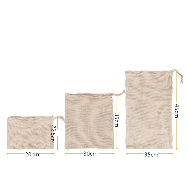 3PCS/LOT Cotton Mesh Vegetable - Reusable Produce Bag 评论和价格