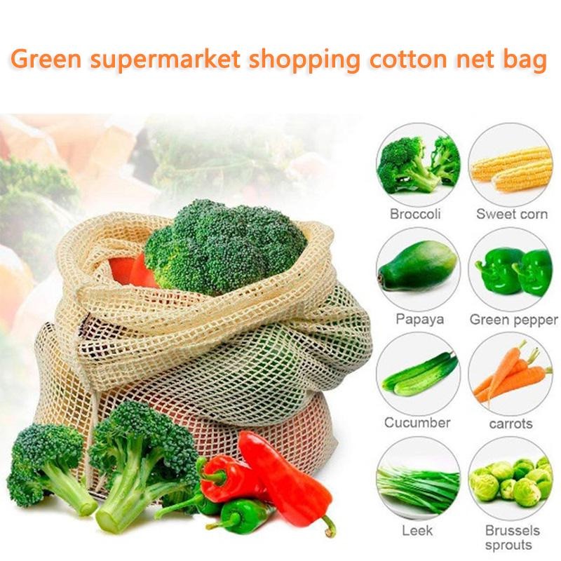 3PCS/LOT Cotton Mesh Vegetable - Reusable Produce Bag 评论和价格
